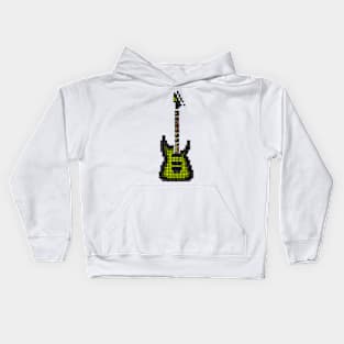 Tiled Pixel Green Burst Electric Guitar Upright Kids Hoodie